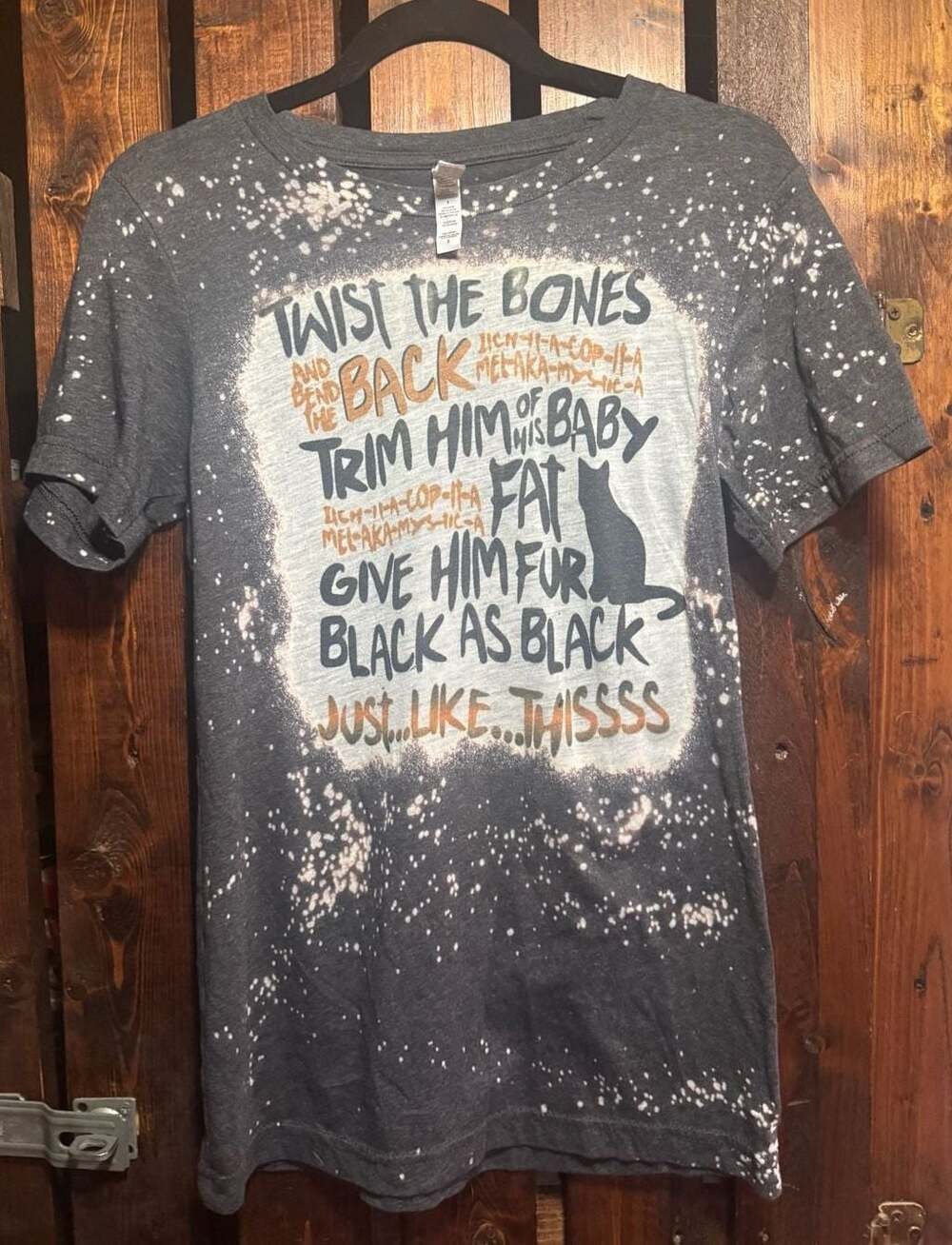 Bella + Canvas Twist the Bones Hocus Pocus Black Bleached Halloween T-Shirt